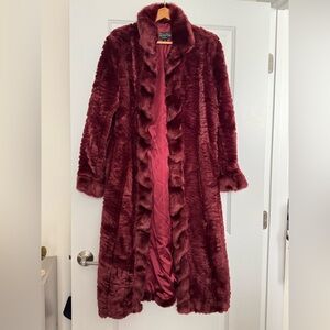 Donna Salyers Burgundy Faux Fur Coat